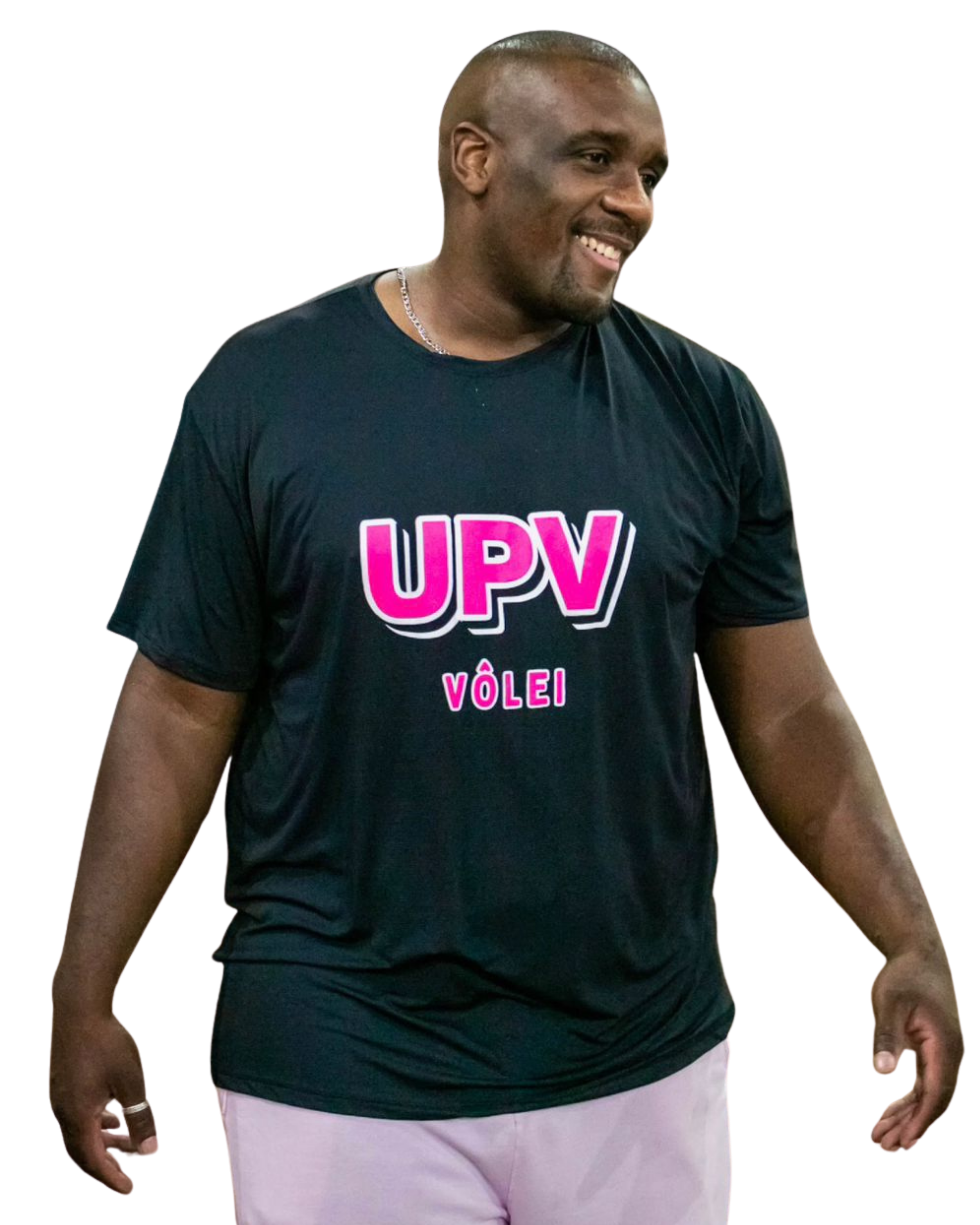 Filipe Jesus, técnico da UPV, sorrindo com camiseta do time